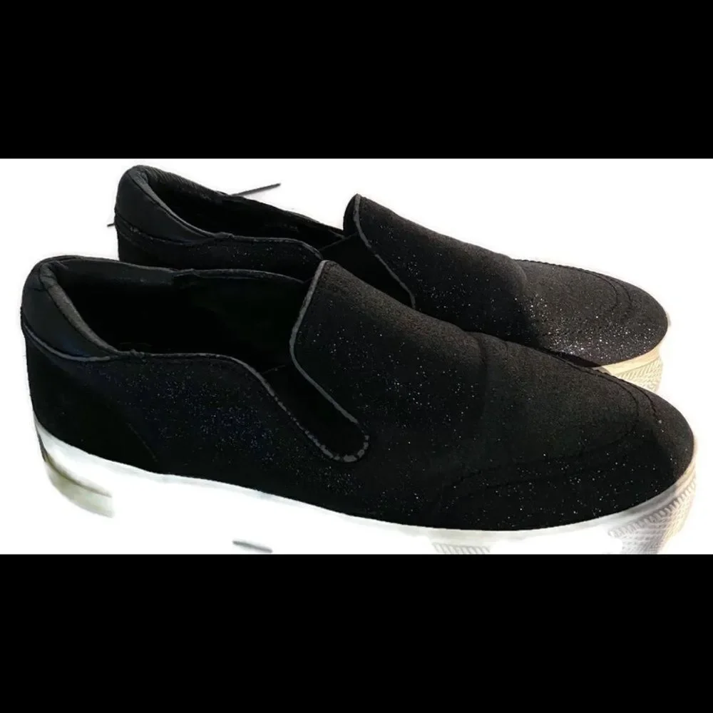 Ash Women’s Black Glitter Slip-On Loafers 38 7